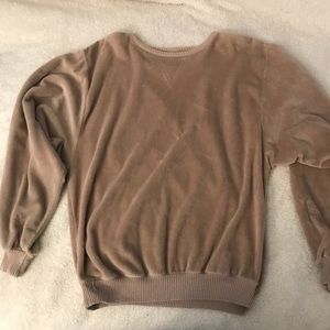 suede/velvet tan crewneck